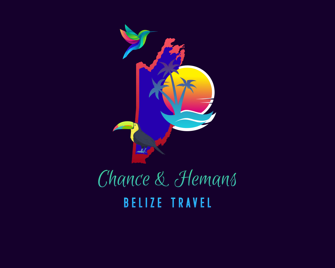 Colorful logo featuring a map of Belize, tropical elements, and the text "Chance & Hemans Belize Travel."