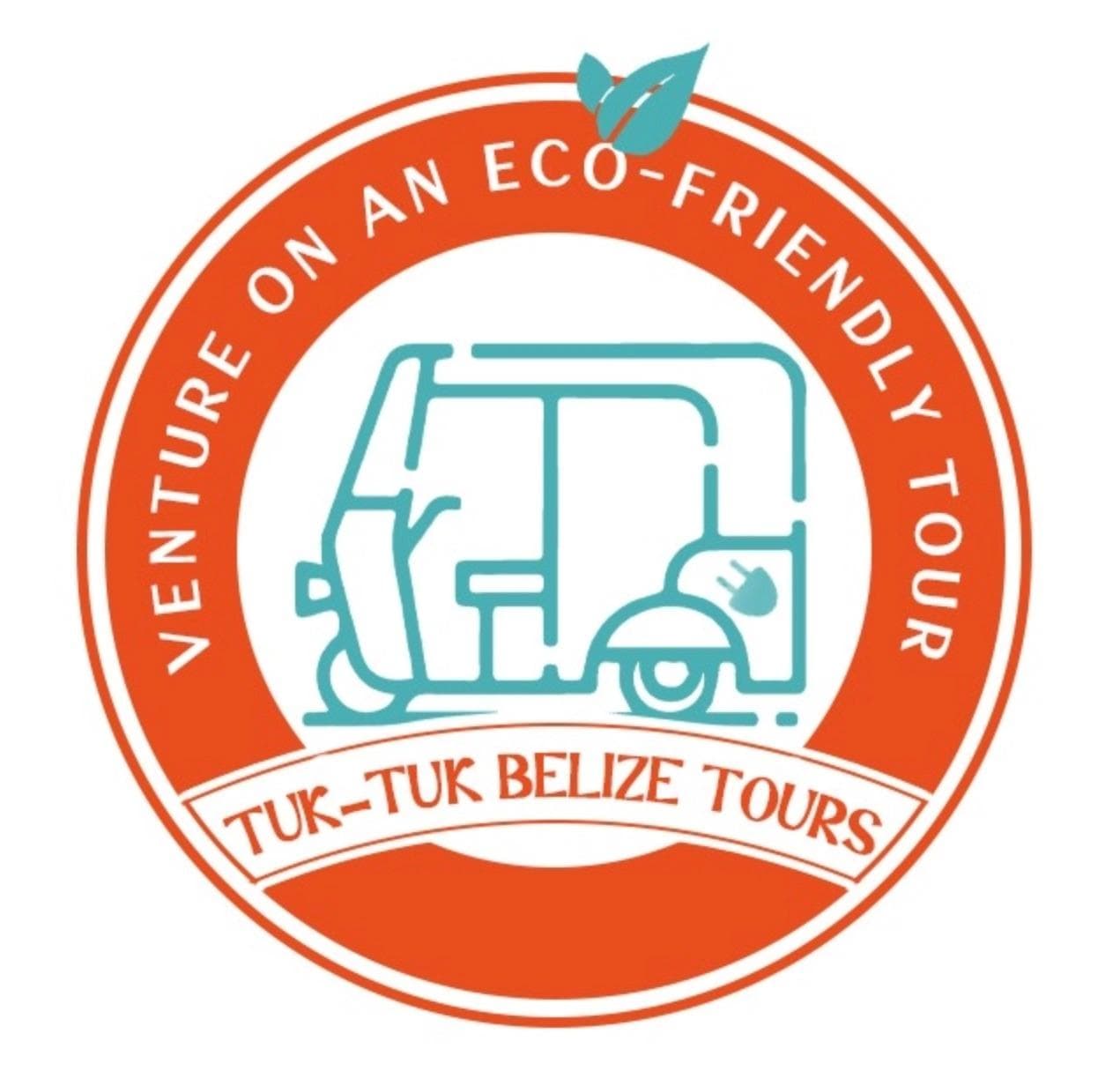 Logo for Tuk-Tuk Belize Tours featuring a tuk-tuk and the phrase "Venture on an eco-friendly tour."