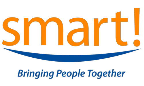 Logo of "smart!" with the tagline "Bringing People Together."
