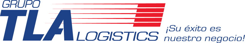 Logo of TLA Logistics featuring blue text with red accents and a slogan.