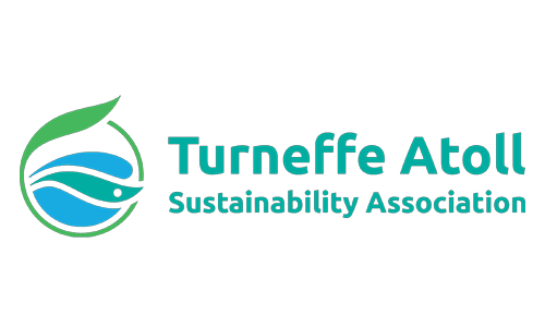 Logo of the Turneffe Atoll Sustainability Association featuring a leaf and wave design.