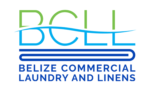 Logo for Belize Commercial Laundry and Linens (BCLL) featuring stylized text and a wave design.