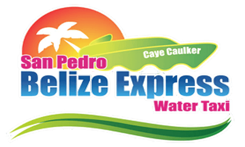 Logo for San Pedro Belize Express Water Taxi featuring vibrant colors and a tropical design.